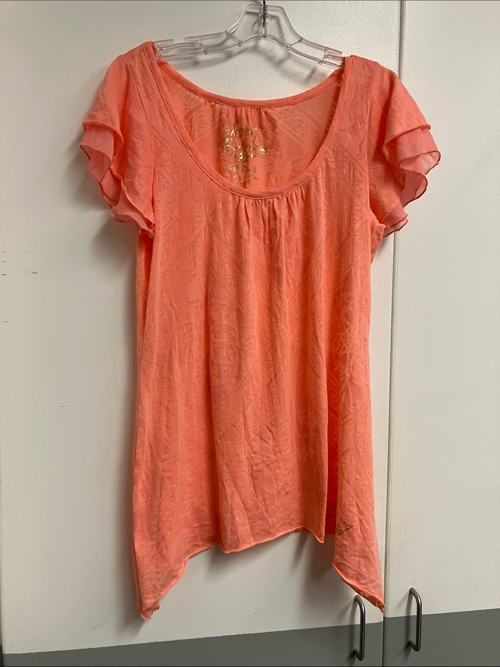 Seven7  orangeScoop Neck Flutter Sleeve Tunic